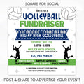 volleyball fundraiser poster set social media template invitation